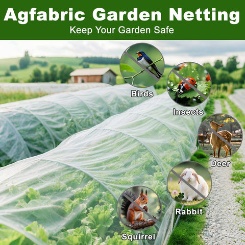 Agfabric garden netting installed with hoops for easy DIY setup.