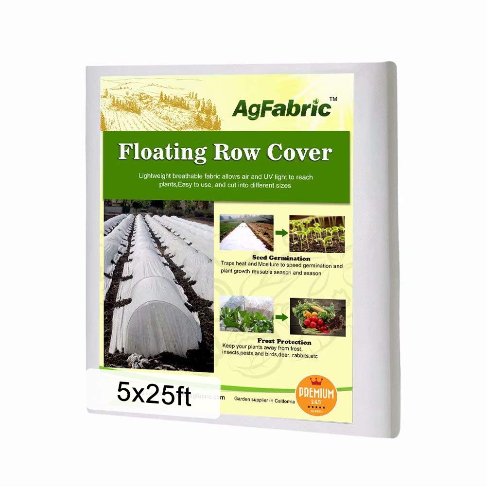 Agfabric frost protection blanket over a vegetable bed for winter protection.