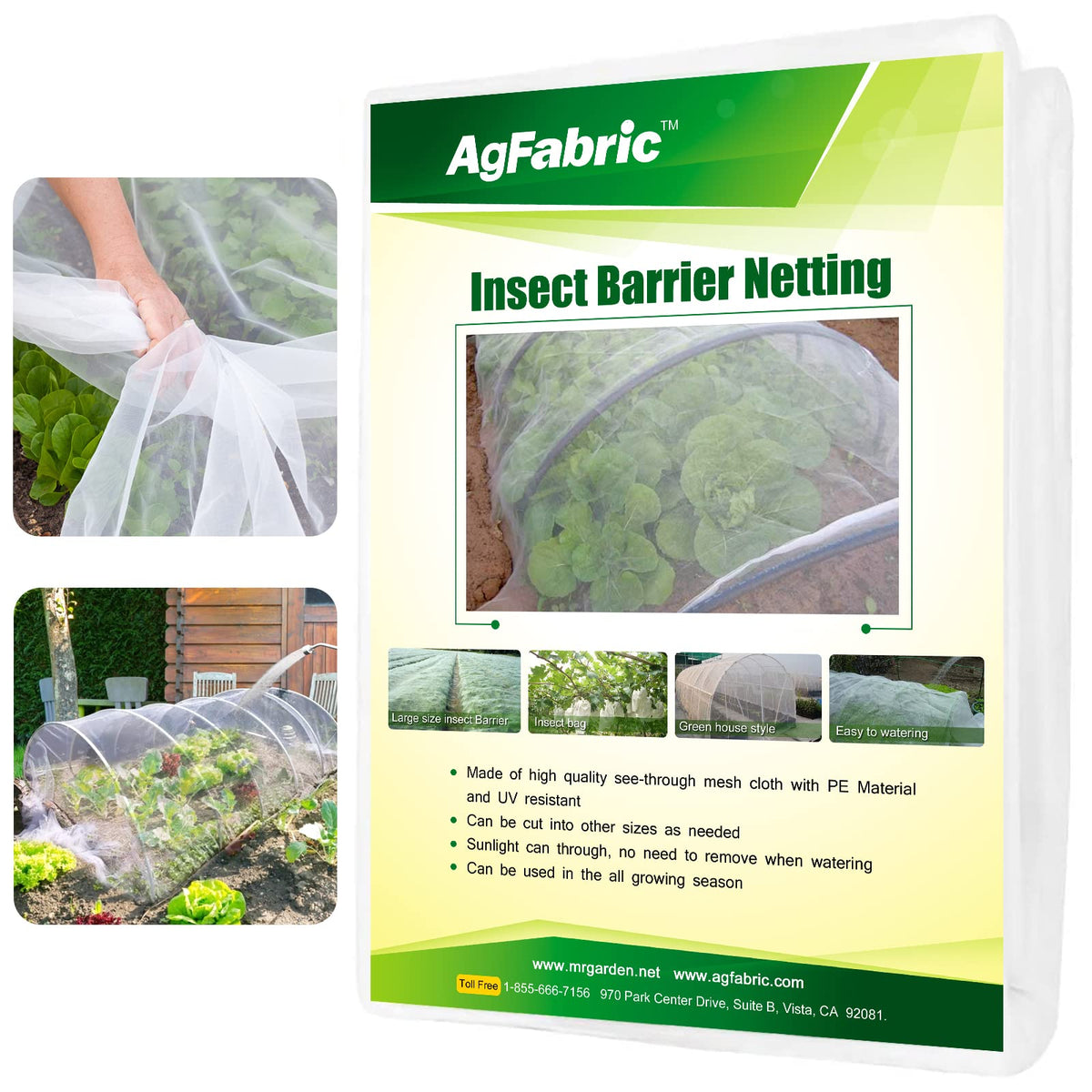 Agfabric garden netting 4x10 acting as a bird barrier for vegetables.