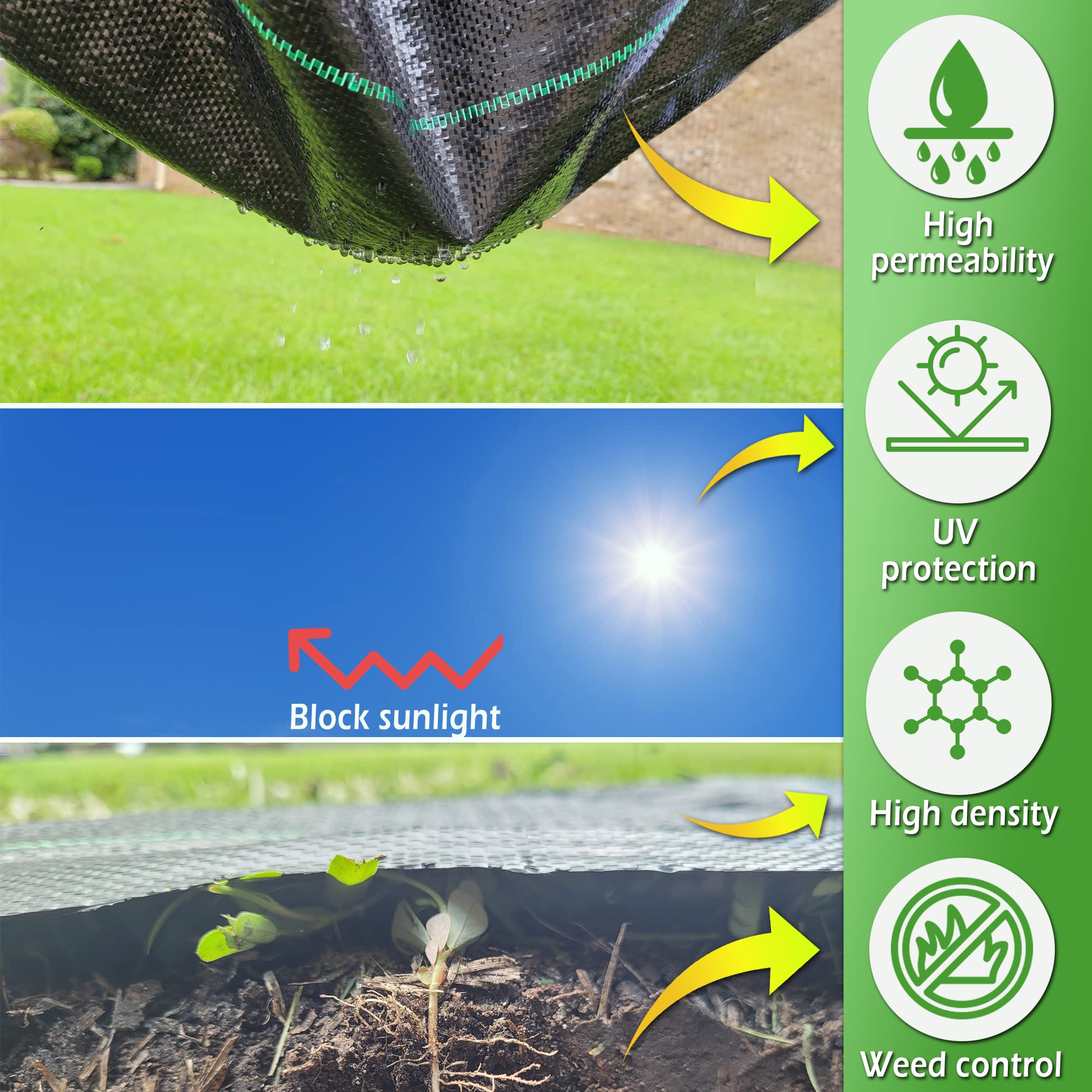 AGGAFA heavy-duty weed mat closeup shows reinforced PP yarn for long-lasting use.