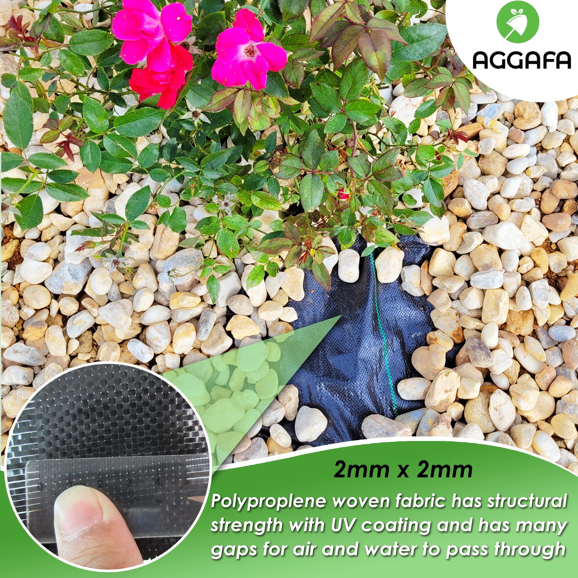 AGGAFA landscape fabric enables weed suppression while allowing irrigation and aeration.