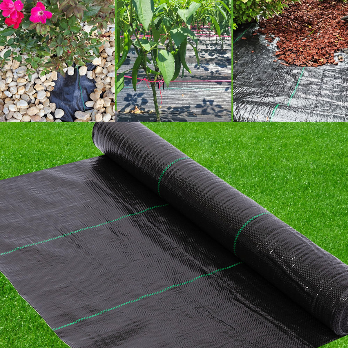 AGGAFA weed barrier fabric roll blocks sunlight while allowing airflow for healthy soil.