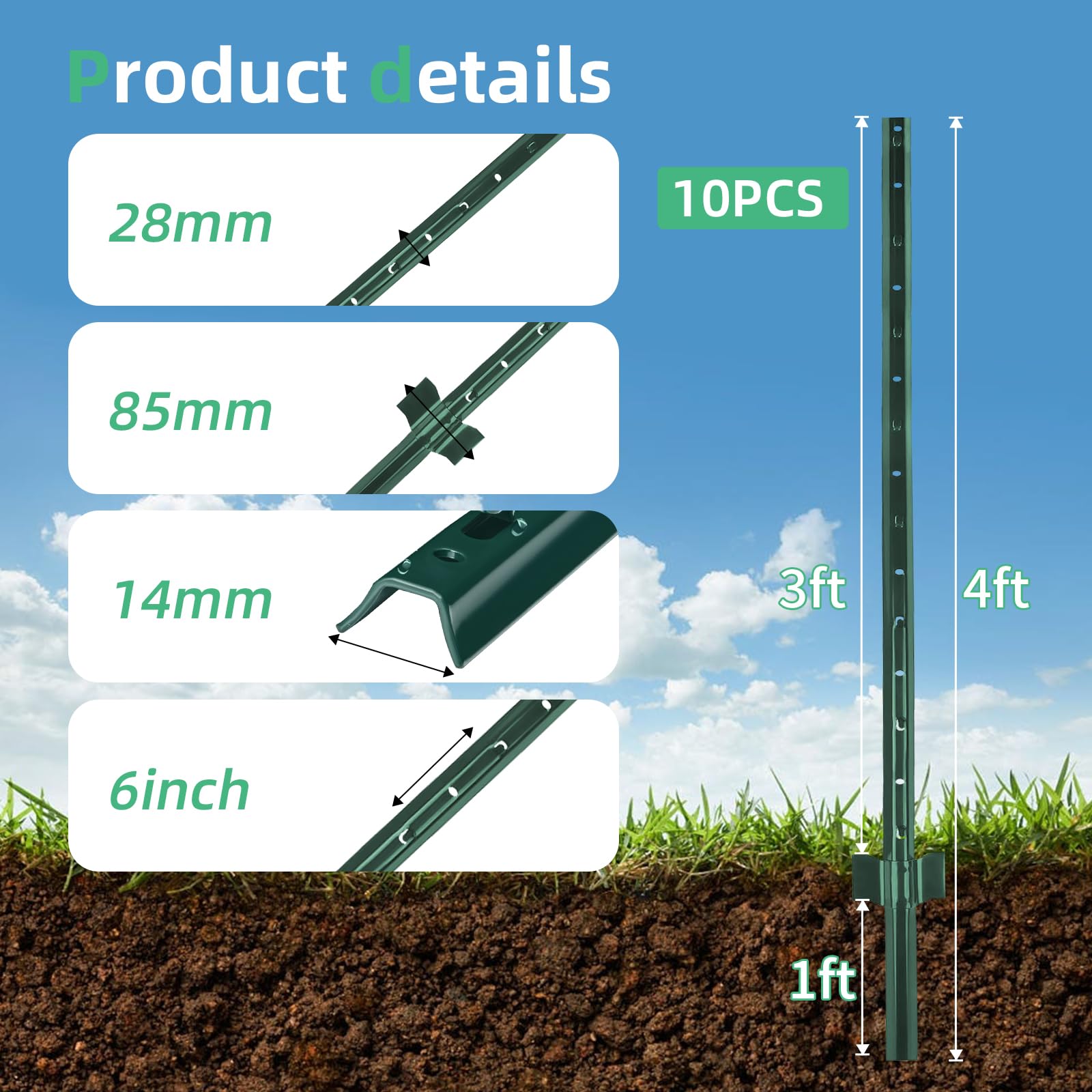 AggFencer U-post for wire fencing on the side