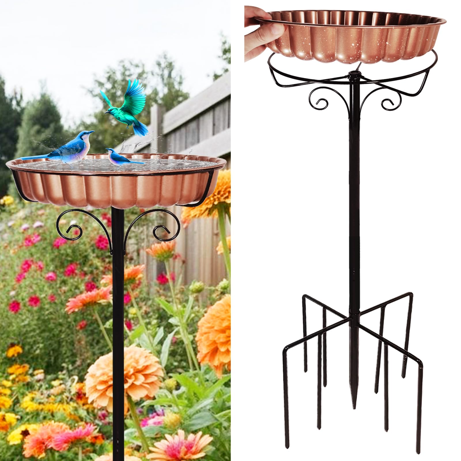AGGQQA rustproof bird bath bowl for outdoor use with durable metal construction.
