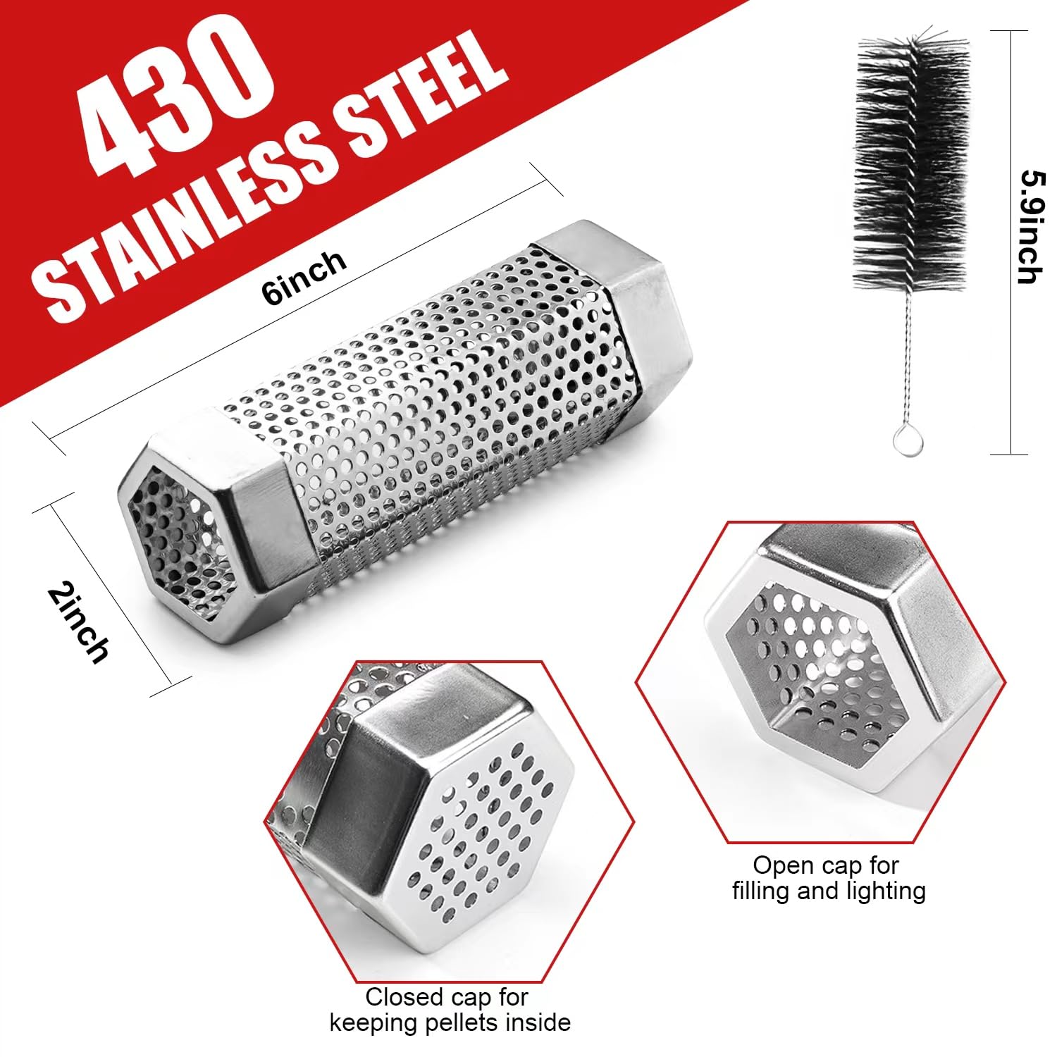 AGIgear premium stainless steel smoker tube resists rust for long-lasting use.