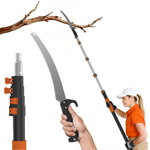 AgiiMan 26ft reach pole saw extended to prune high branches safely