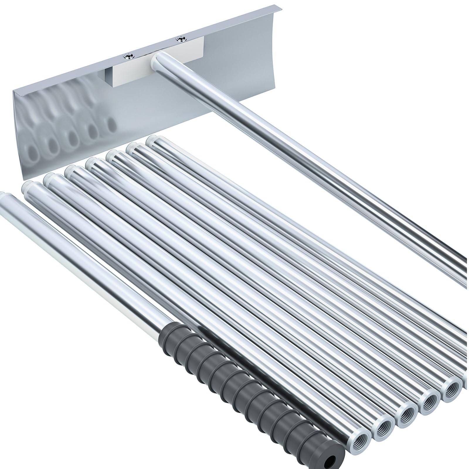 Aglaiprty stainless steel roof rake with extendable head and pole for safe ground-based snow removal.