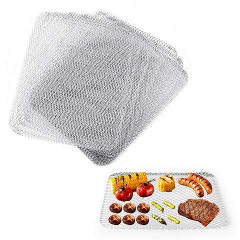 Aglehome grill topper on a hot grill prevents food from falling.
