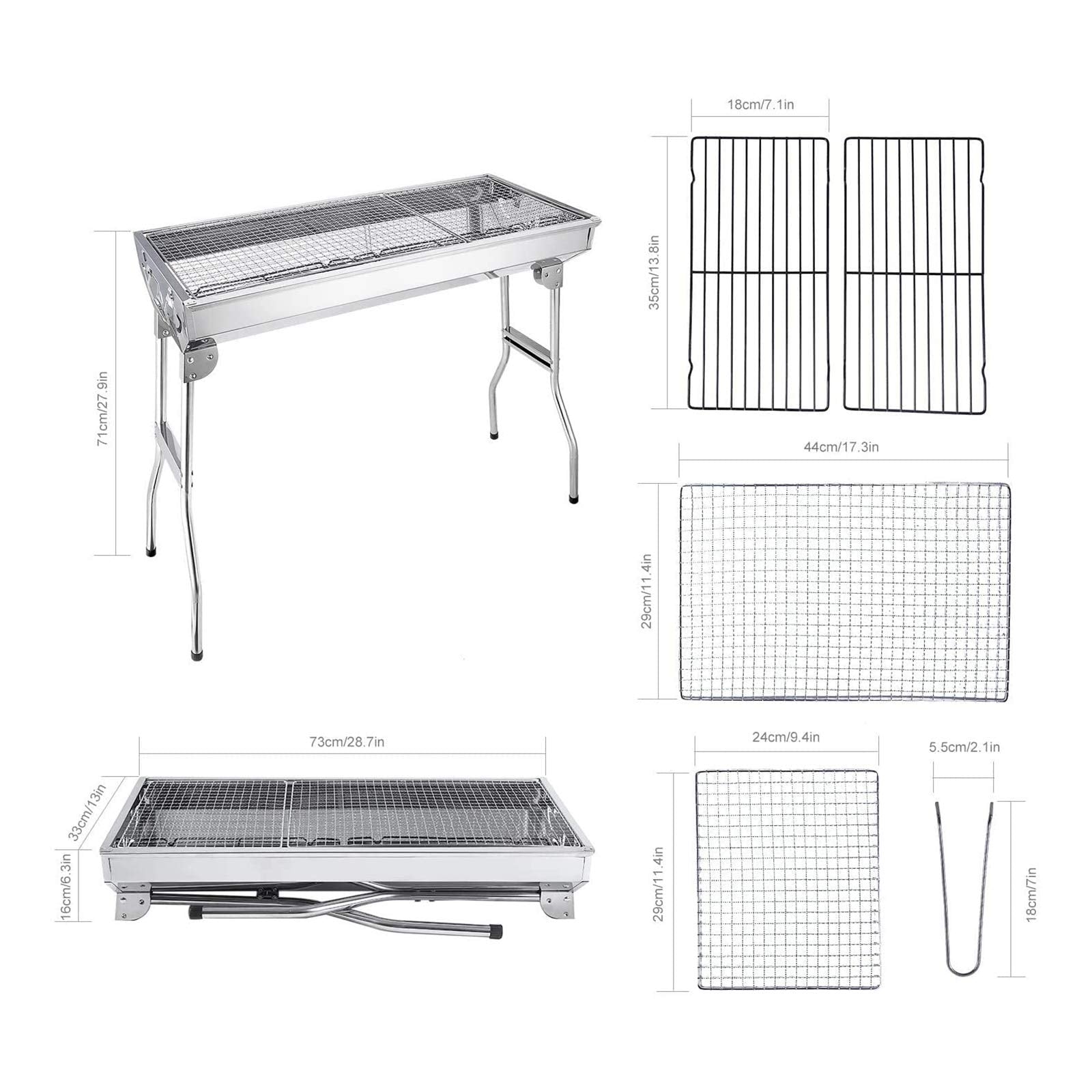 AGM Barbecue Charcoal Grill includes tongs for versatile grilling.