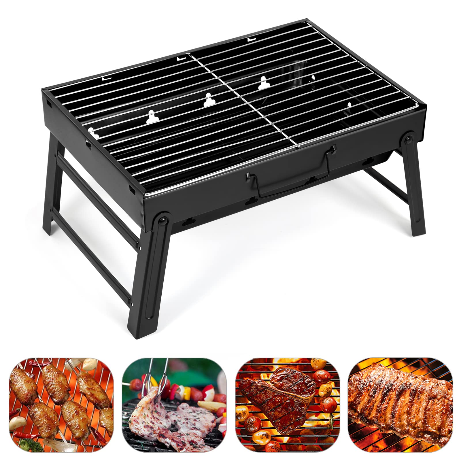 AGM barbecue grill folding portable design for easy transport on outdoor trips.