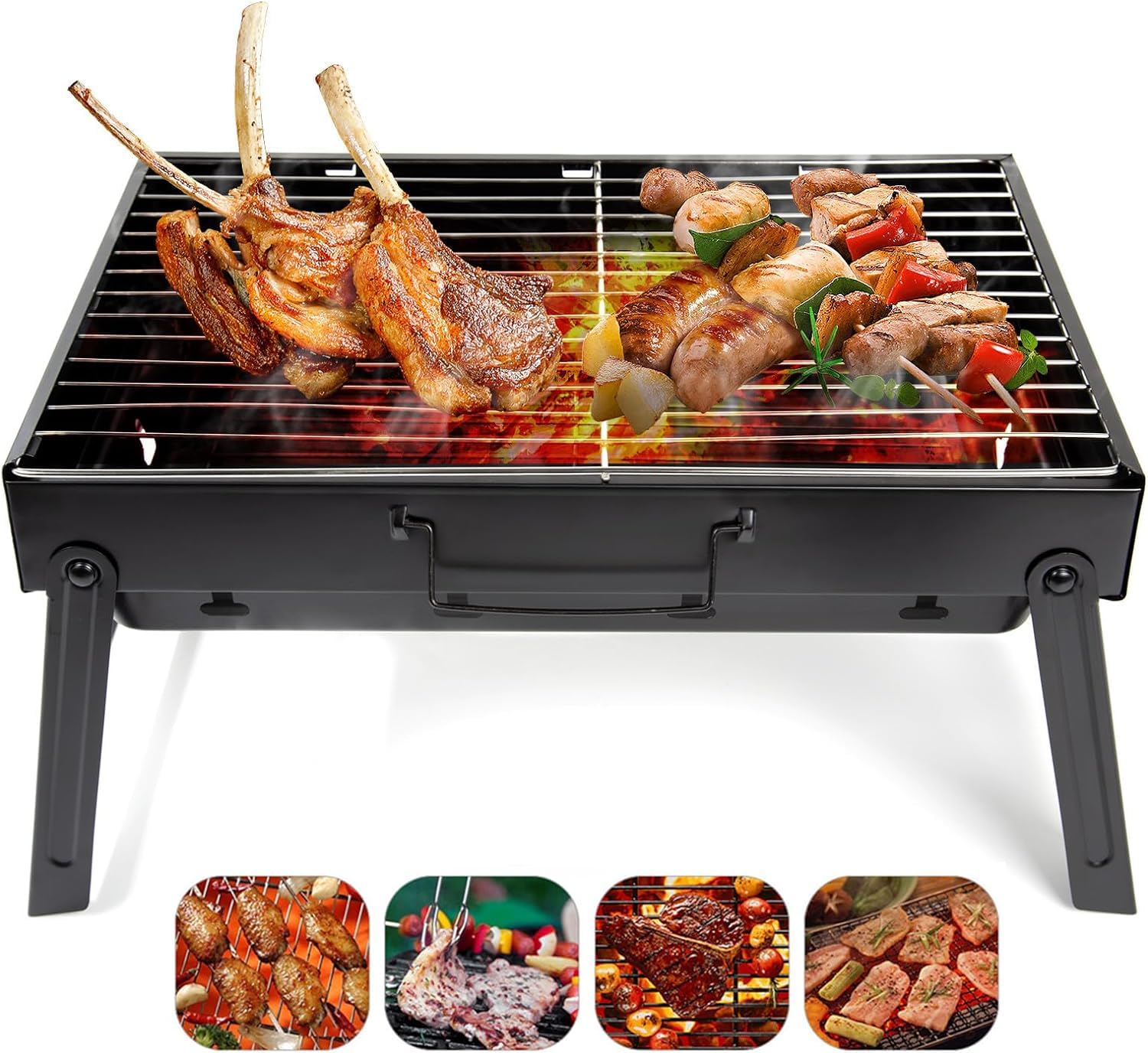 AGM folding portable grill showing compact travel-ready design for on-the-go cooking