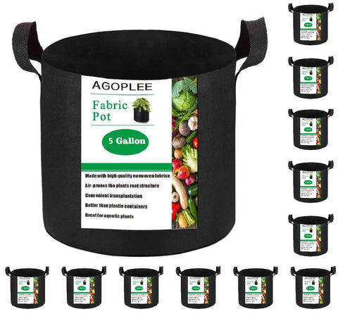 AGOPLEE 12-pack 5 gallon grow bags ready for versatile balcony gardening.