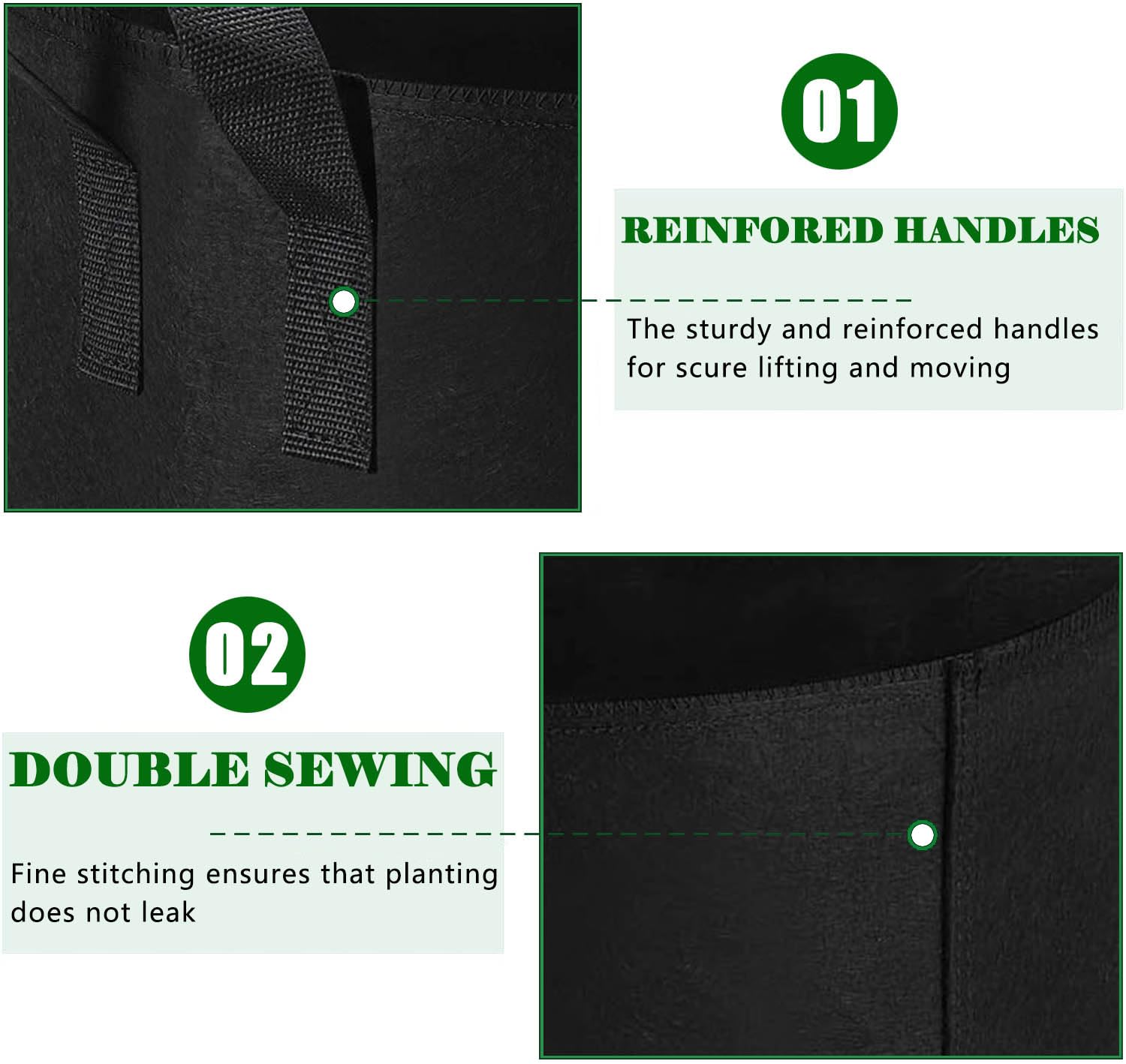 AGOPLEE reinforced handle with X-stitch detail for secure lifting.