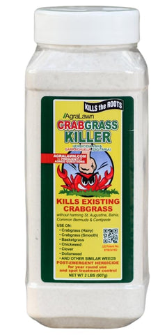 Agralawn Crabgrass Killer 2lb packaging shown for easy lawn weed control.