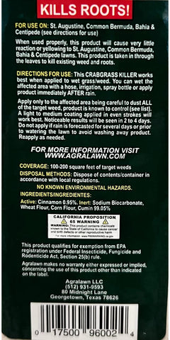Agralawn Crabgrass Killer close-up showing rapid action against crabgrass.