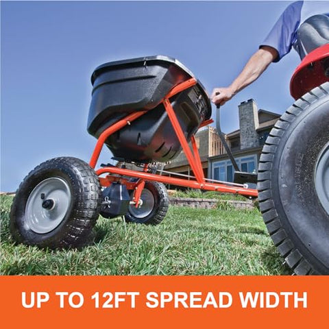 Agri-Fab 45-0463 spread width shows 12 ft coverage for efficient lawn care.