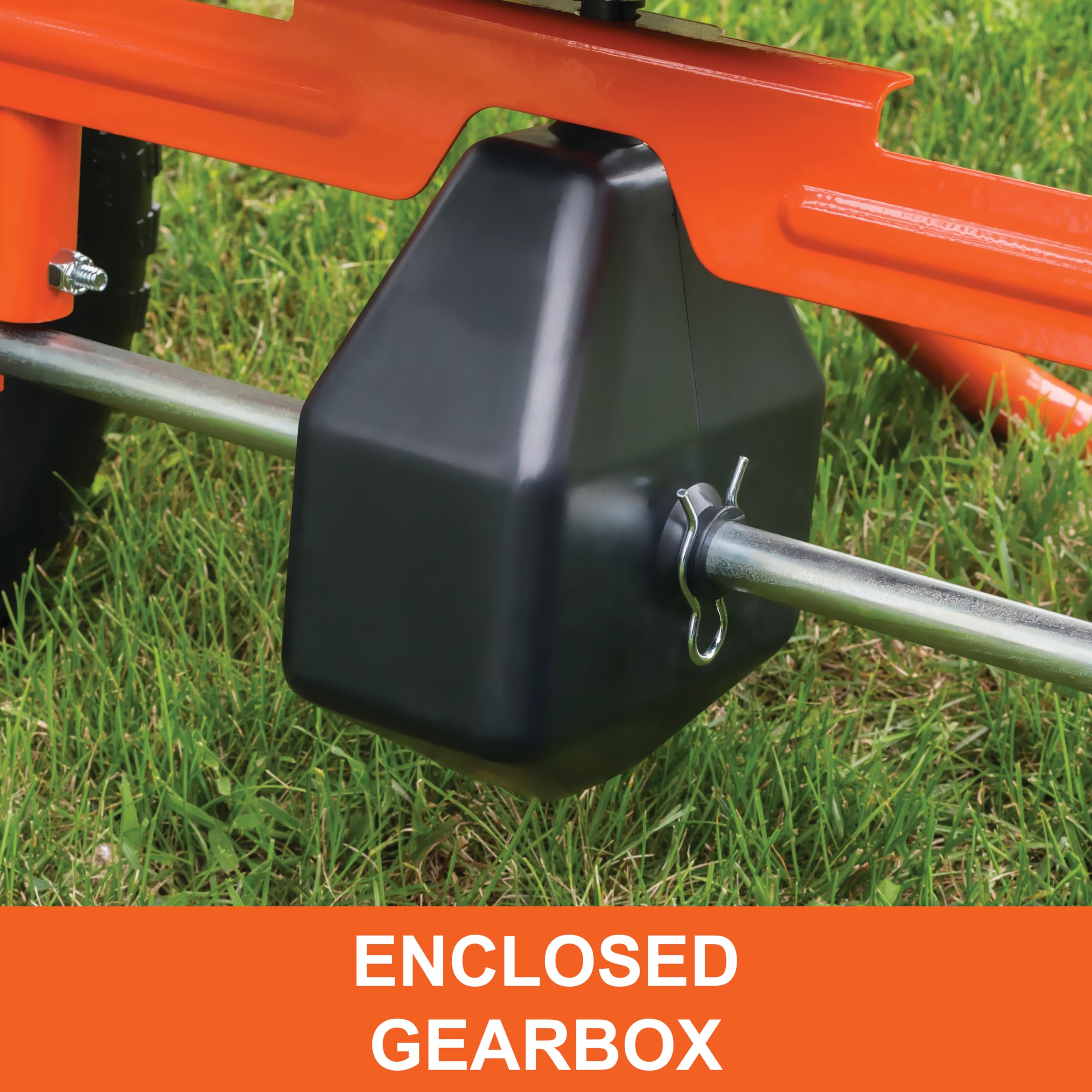 Agri-Fab 45-0614 13x4 pneumatic tires handle uneven terrain.