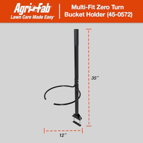 Agri-Fab 5-gallon bucket holder enables quick debris haul from yard.