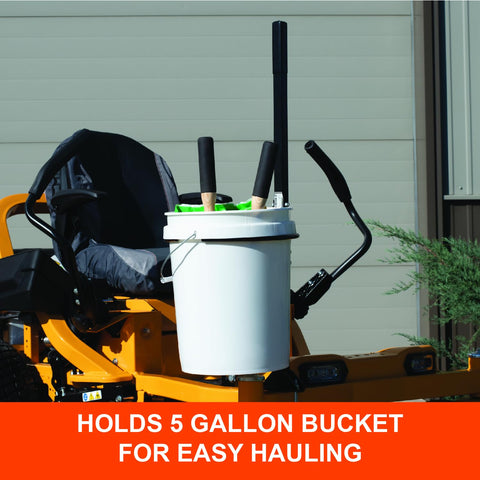 Agri-Fab debris-haul ready bracket supports yard cleanup.