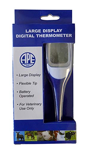 Agri-Pro Veterinary Thermometer with flexible tip enables safe rectal temperature checks.