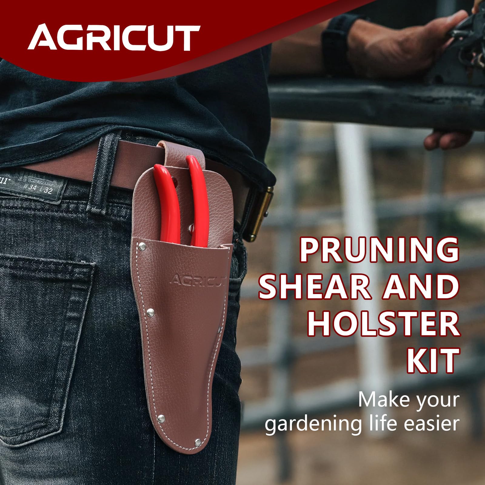 AGRICUT pruner with ergonomic handle reduces hand fatigue during long pruning tasks.