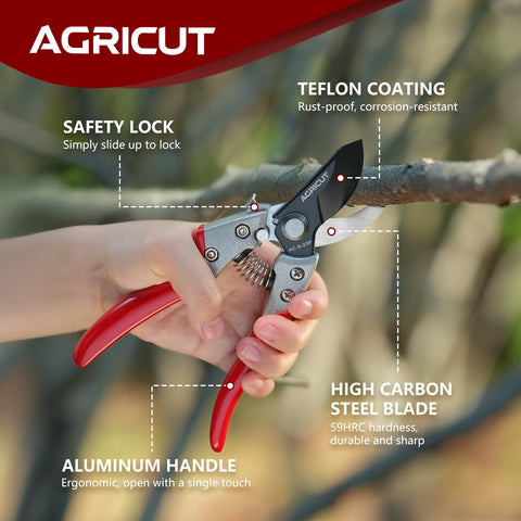 AGRICUT high-carbon steel blade (59 HRC) for crisp, durable cuts.