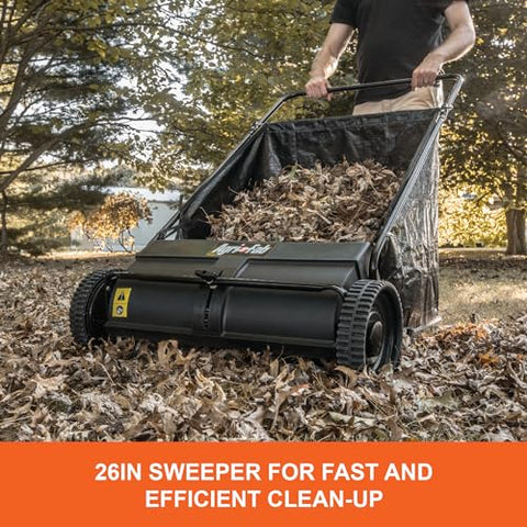 Agri-Fab 45-0218 26-inch lawn sweeper hopper-detached image demonstrates easy dumping