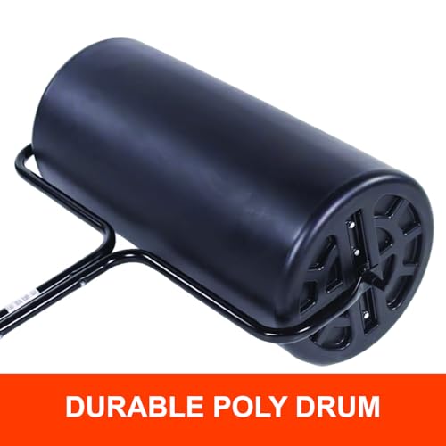 Agri-Fab poly drum image reveals durable 18-inch width for broad coverage.