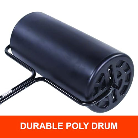 Agri-Fab poly drum image reveals durable 18-inch width for broad coverage.