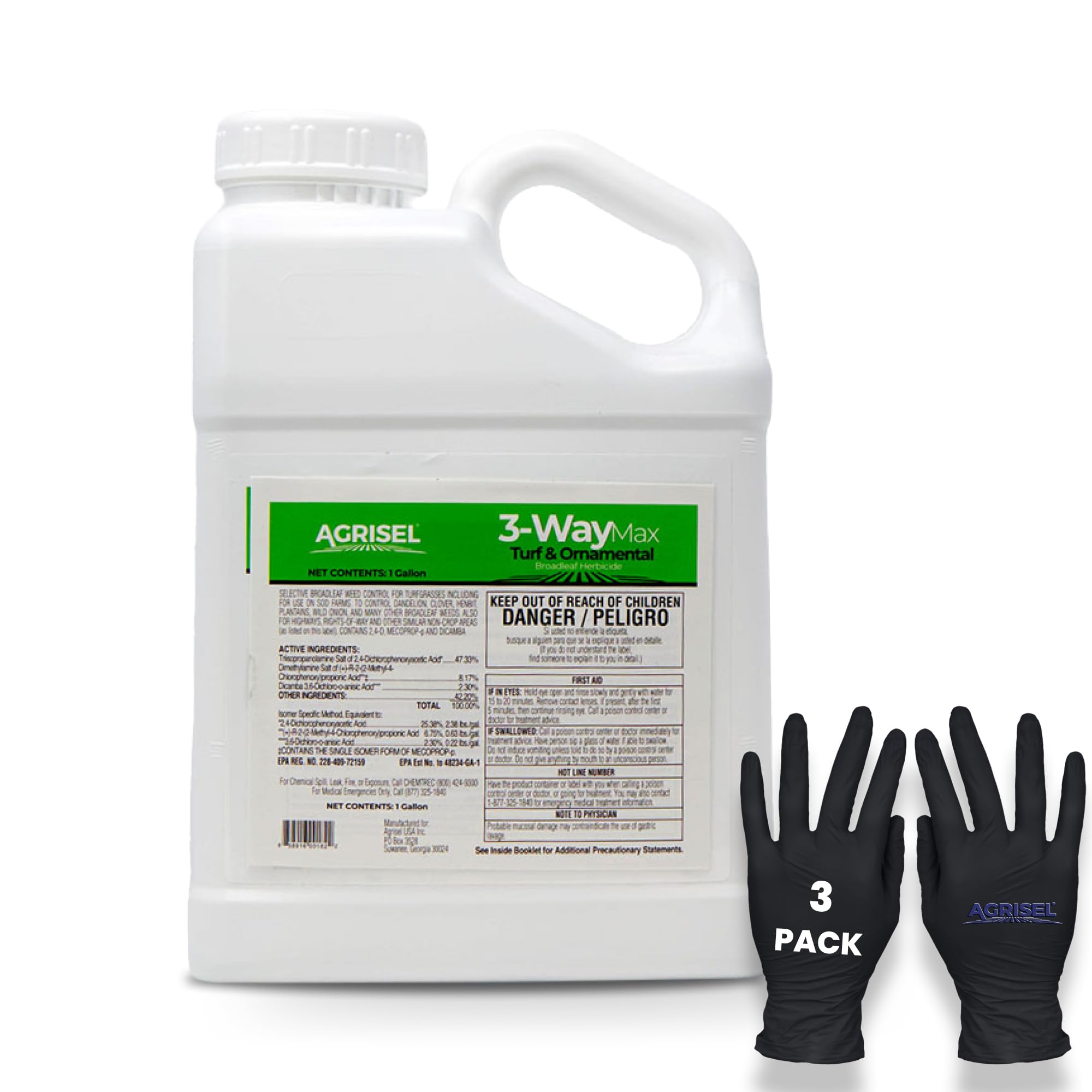 Agrisel 3 Way Max Weed Killer bottle close-up for broadleaf control