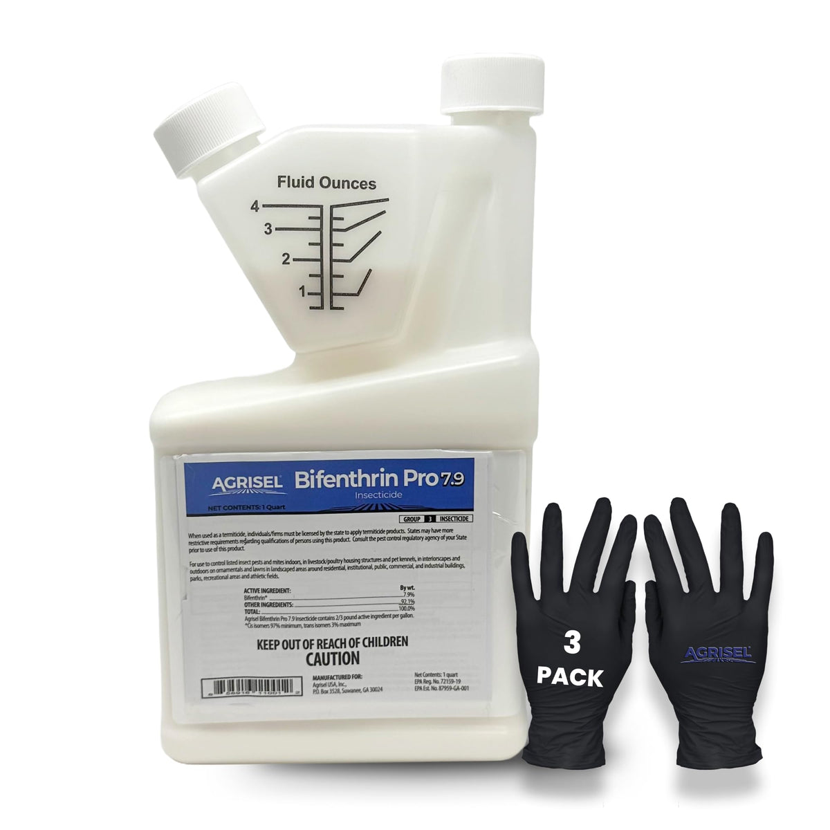 Agrisel Bifenthrin Pro 7.9 bottle for broad-spectrum pest control outdoors