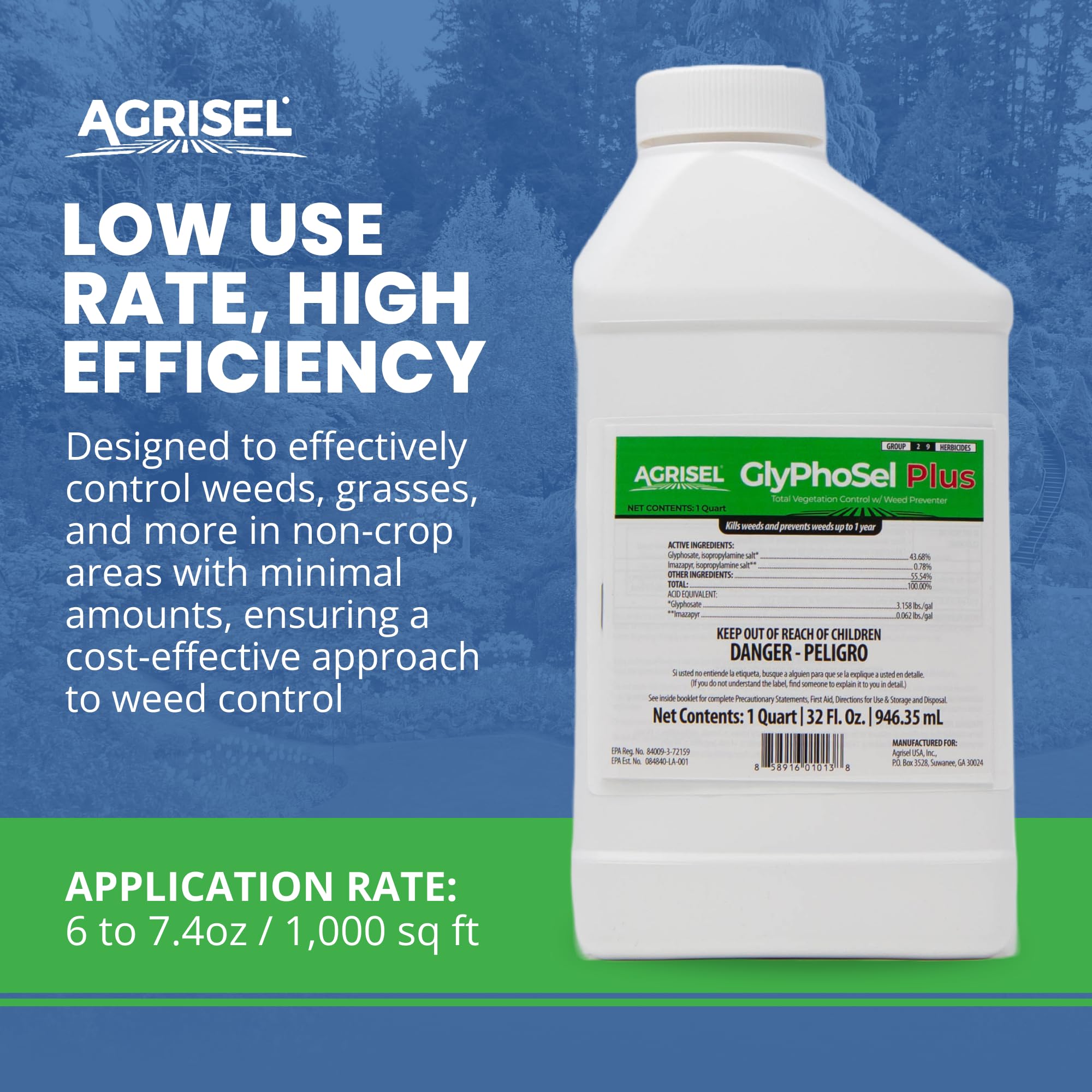 Non-crop area treatment with GlyPhoSel Plus along a driveway or fence line.