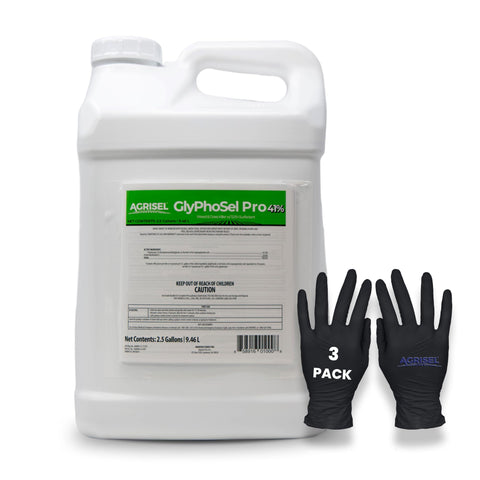 Agrisel GlyPhoSel Pro weed killer bottle ready for targeted weed control in garden beds.