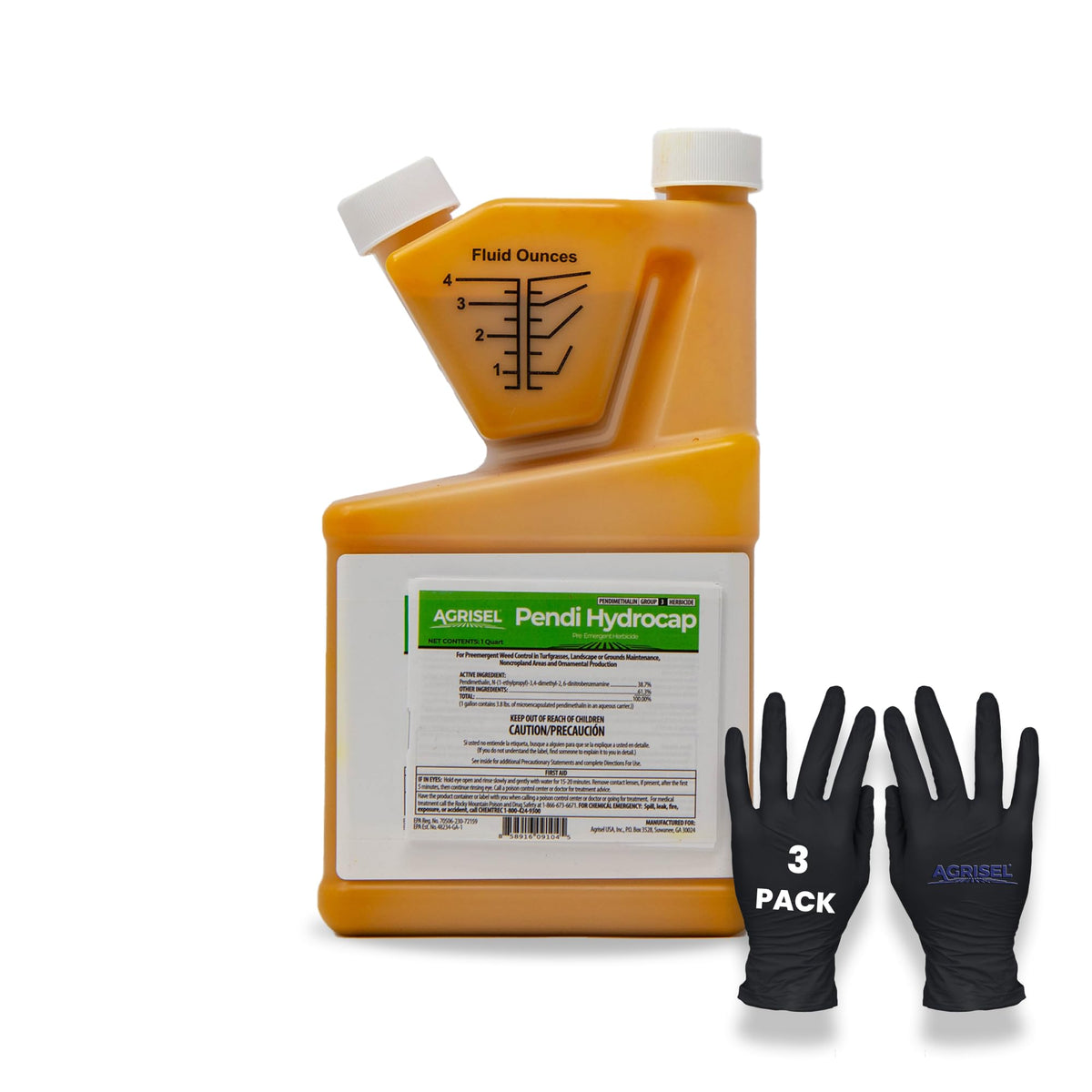 Agrisel Pendi Hydrocap bottle front demonstrates pre-emergent weed protection for lawns