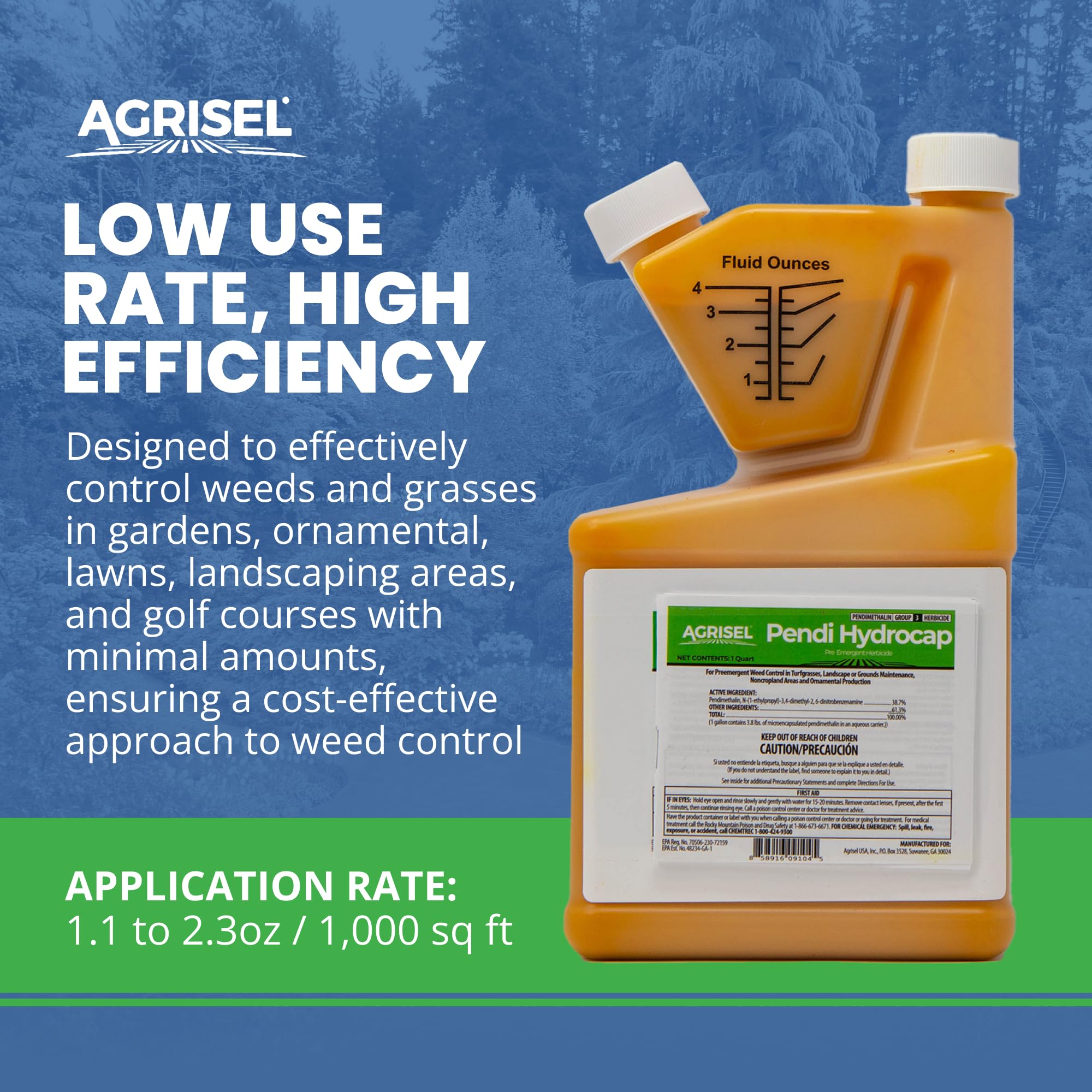 Agrisel Pendi Hydrocap lawn application shows controlled pre-emergent weed defense