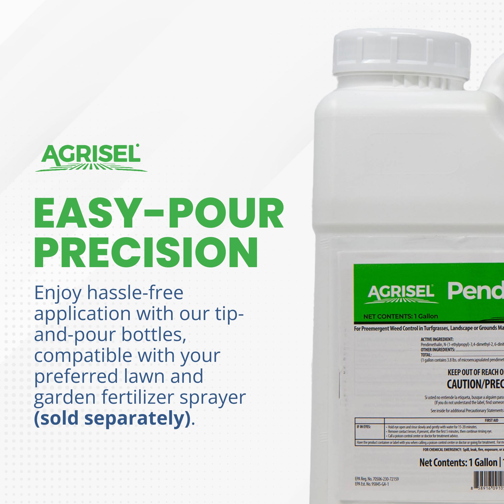 Agrisel Pendi Hydrocap 128-ounce bottle with clear dosing label.