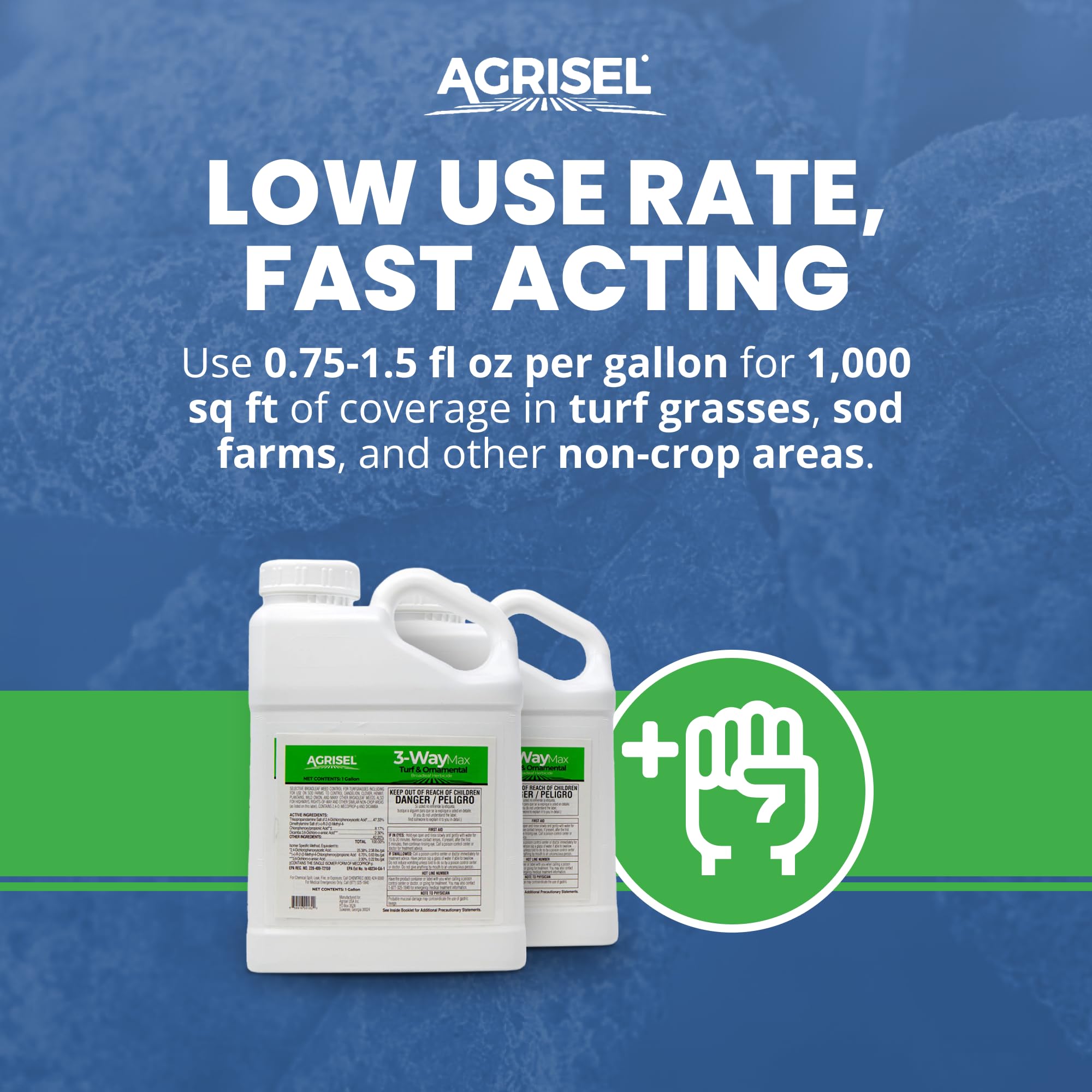 Agrisel weed spray applied on a lush green lawn