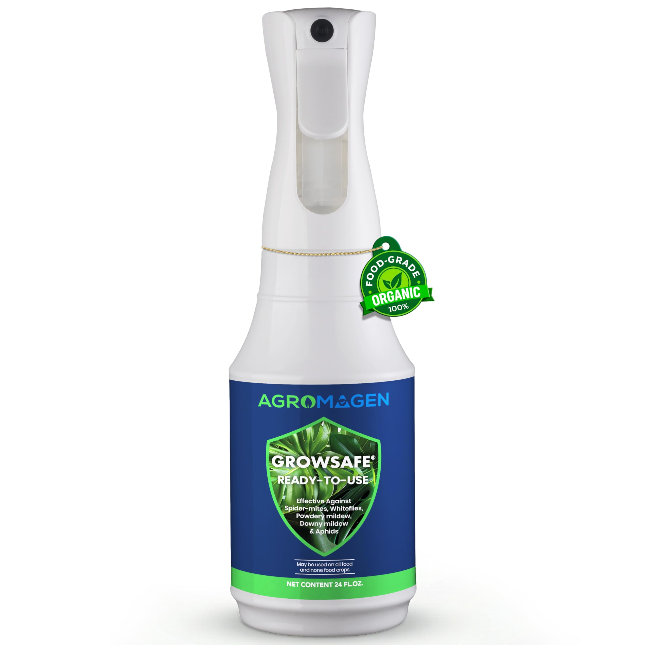 AgroMagen GrowSafe bottle label shows organic ingredients for eco-friendly garden care.