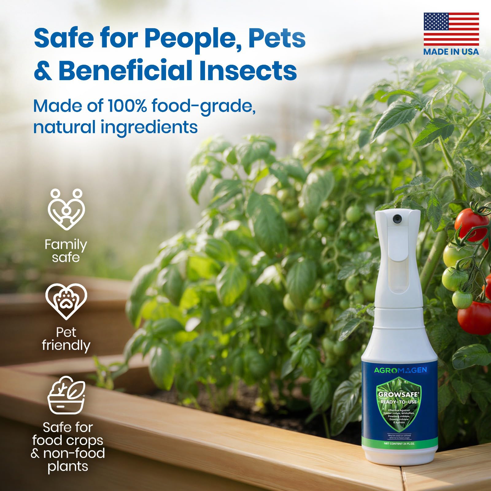 GrowSafe emulsion pour demonstrates ready-to-use convenience for fast, even coverage.
