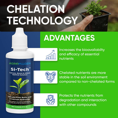AgroMagen Si-Tech foliar spray enables efficient leaf nutrient delivery.