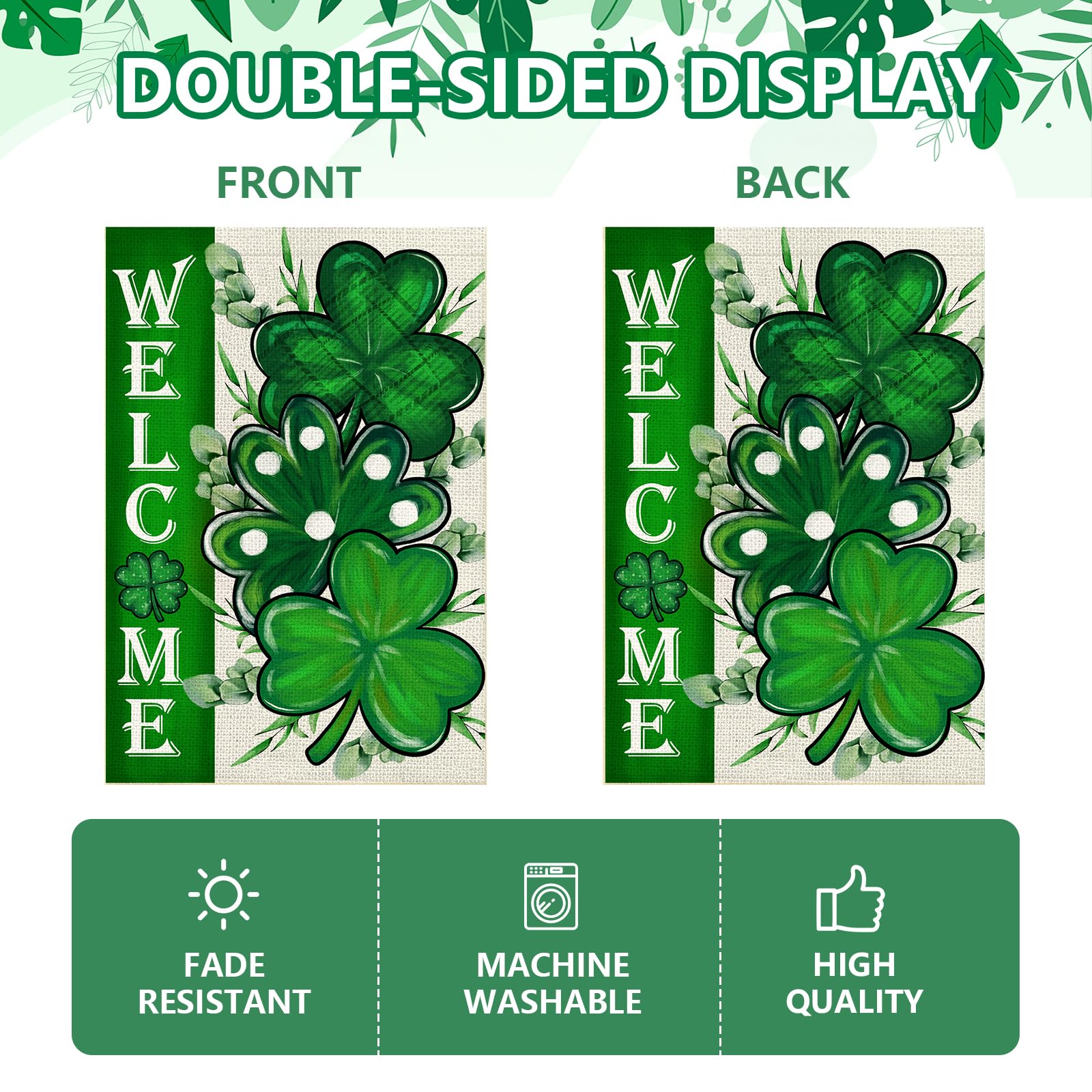 Agroon St Patrick's Day flag with bright colors for festive lawn display.