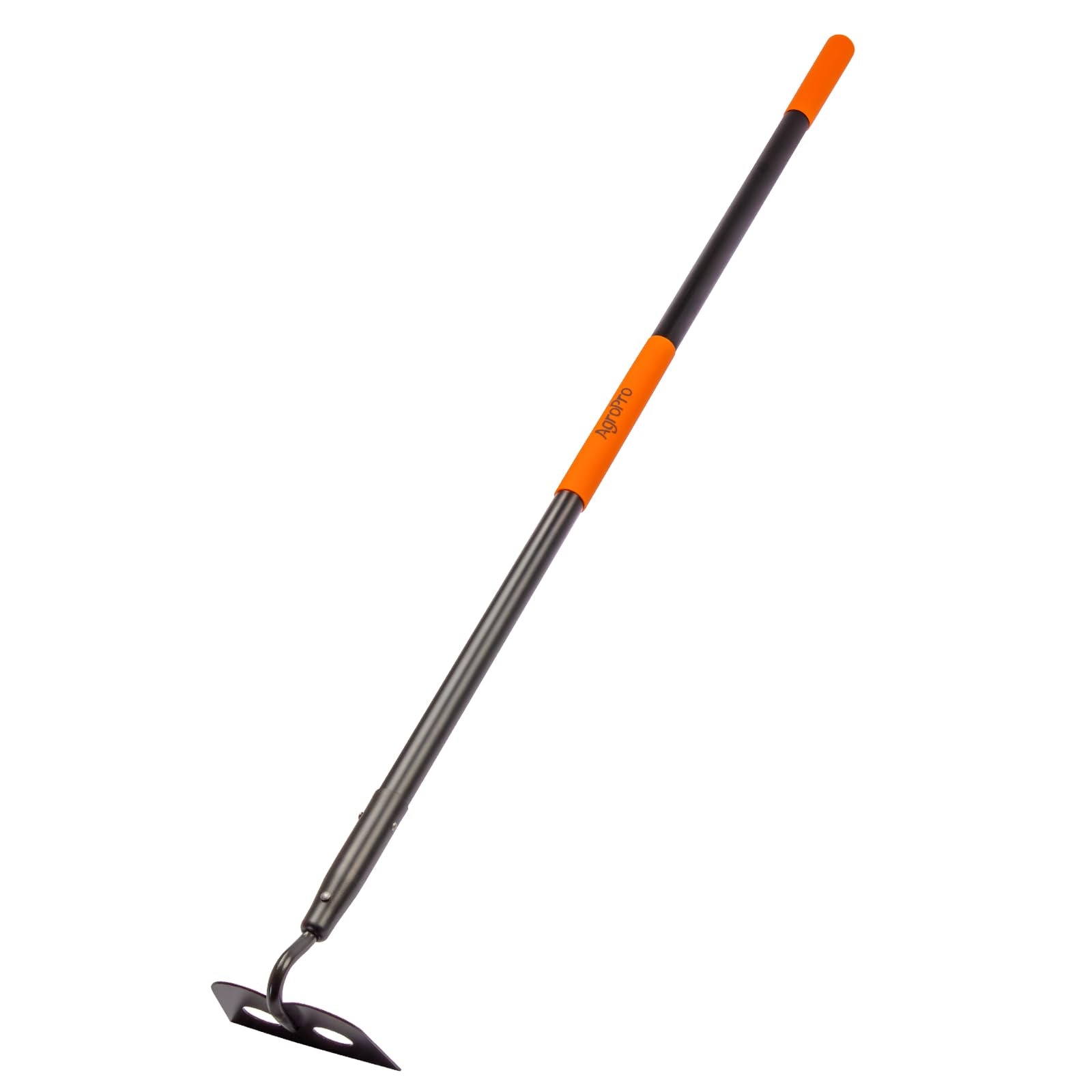 AgroPro garden hoe head with perforated design reduces soil clinging for easier weeding.