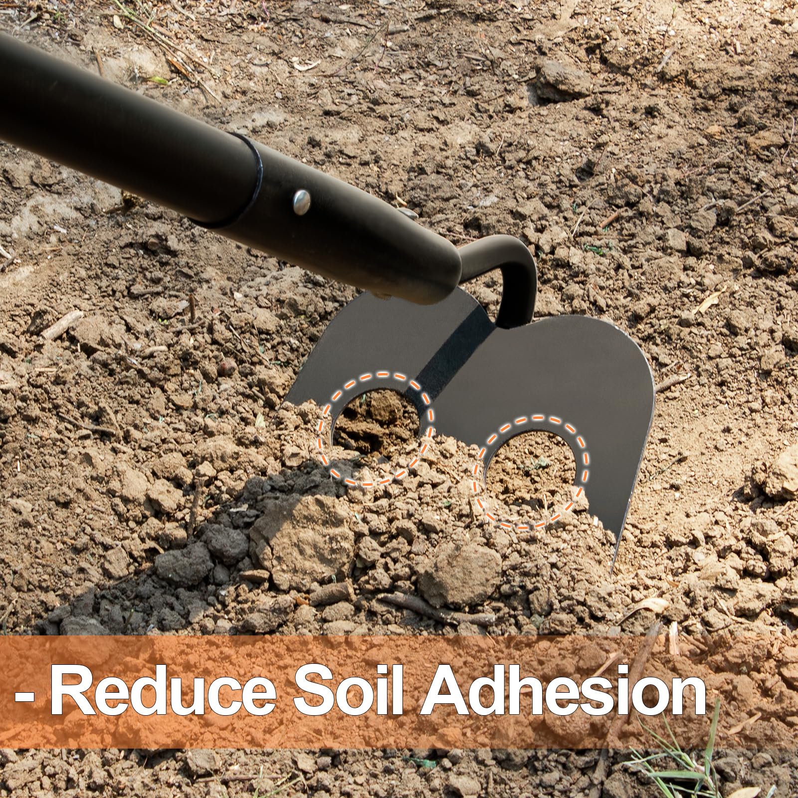 AgroPro garden hoe high-carbon steel head delivers wear resistance and rustproof performance.