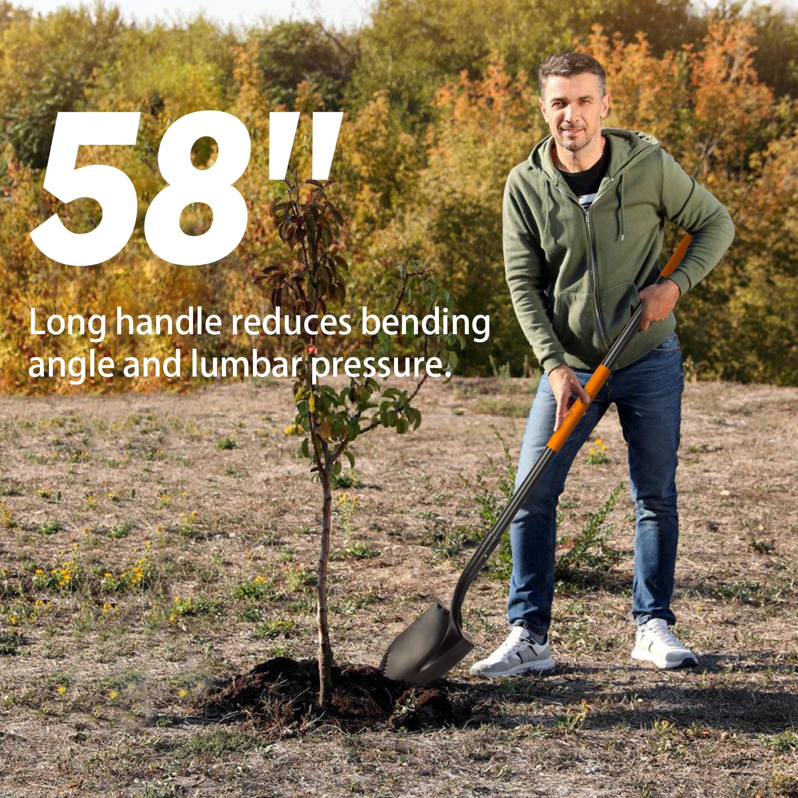 AgroPro Heavy Duty Shovel ergonomic grip for comfort.