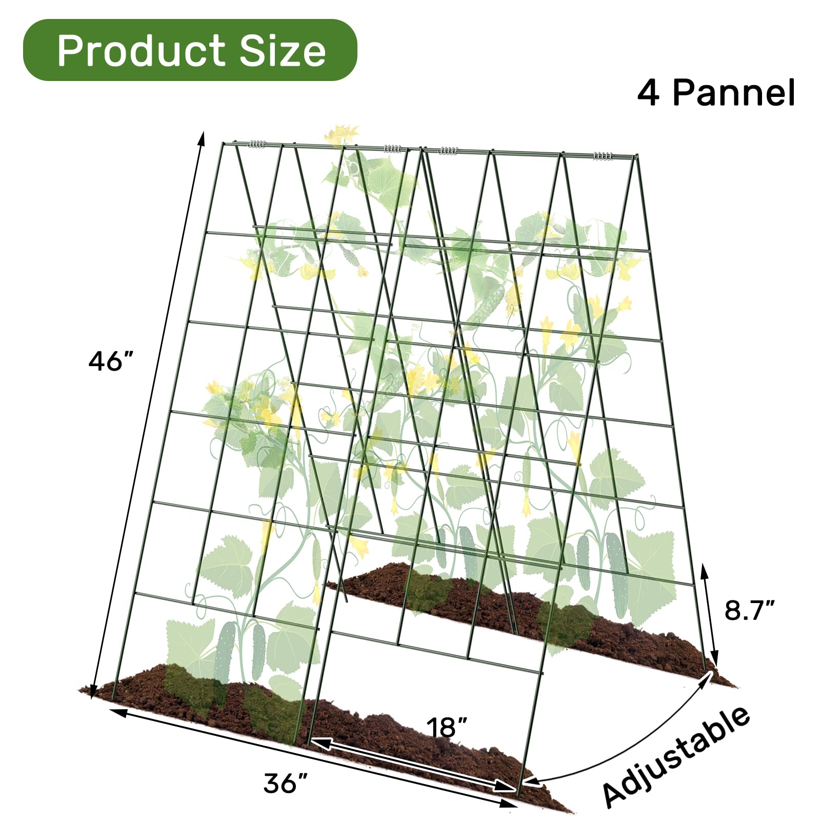 AGTEK A-frame trellis side angle highlighting two growing surfaces for vines