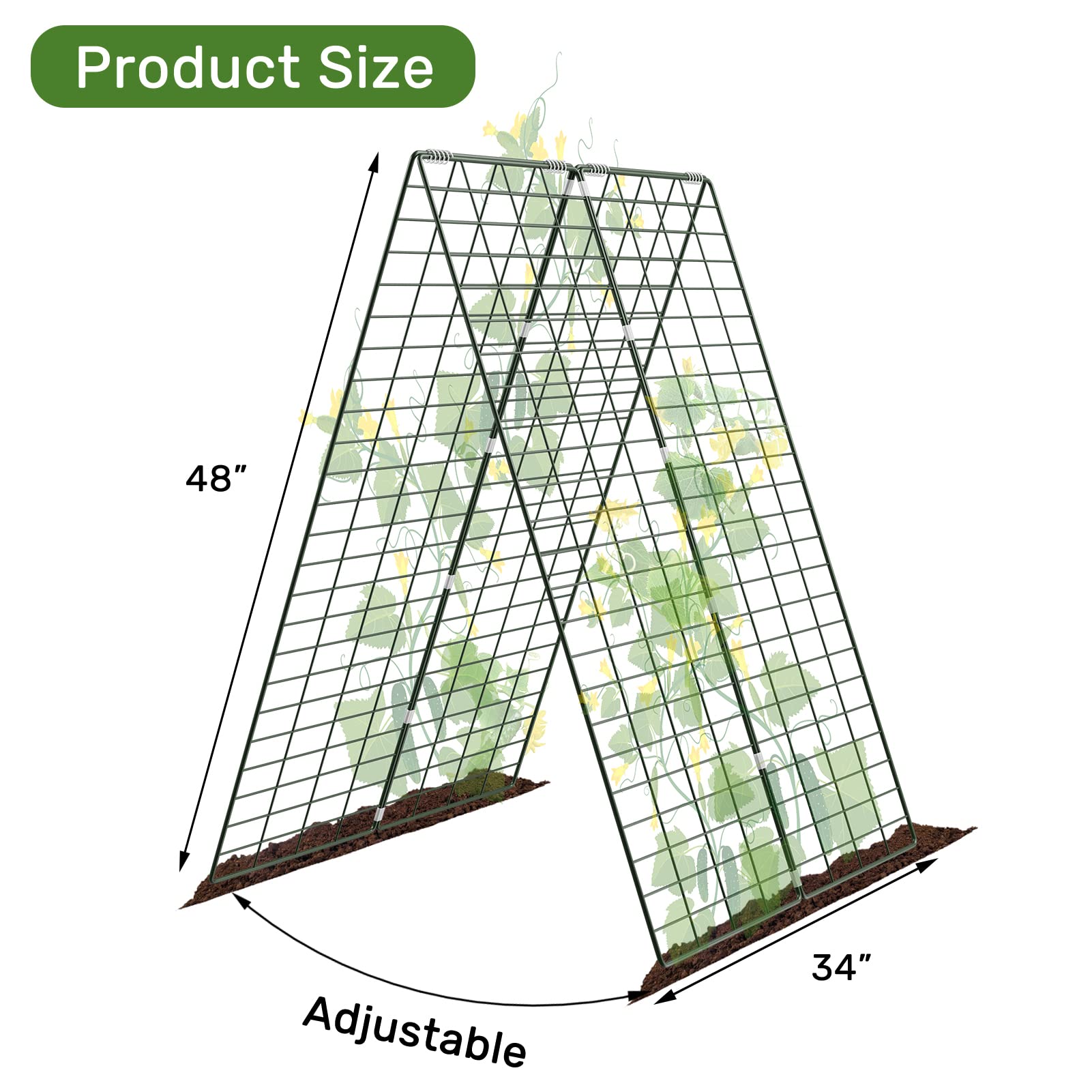 AGTEK cucumber trellis with stakes installed in garden bed