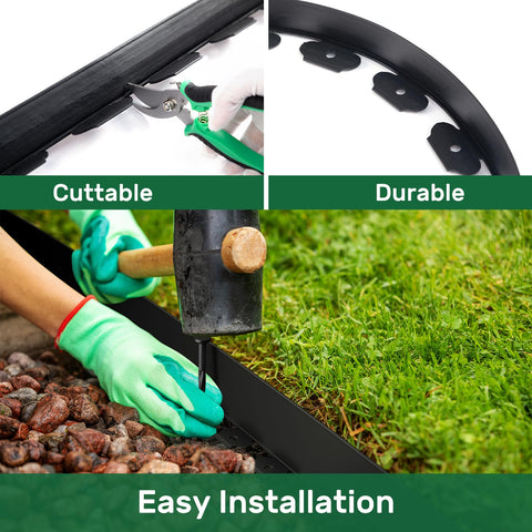 AGTEK no-dig edging kit shown during simple border assembly