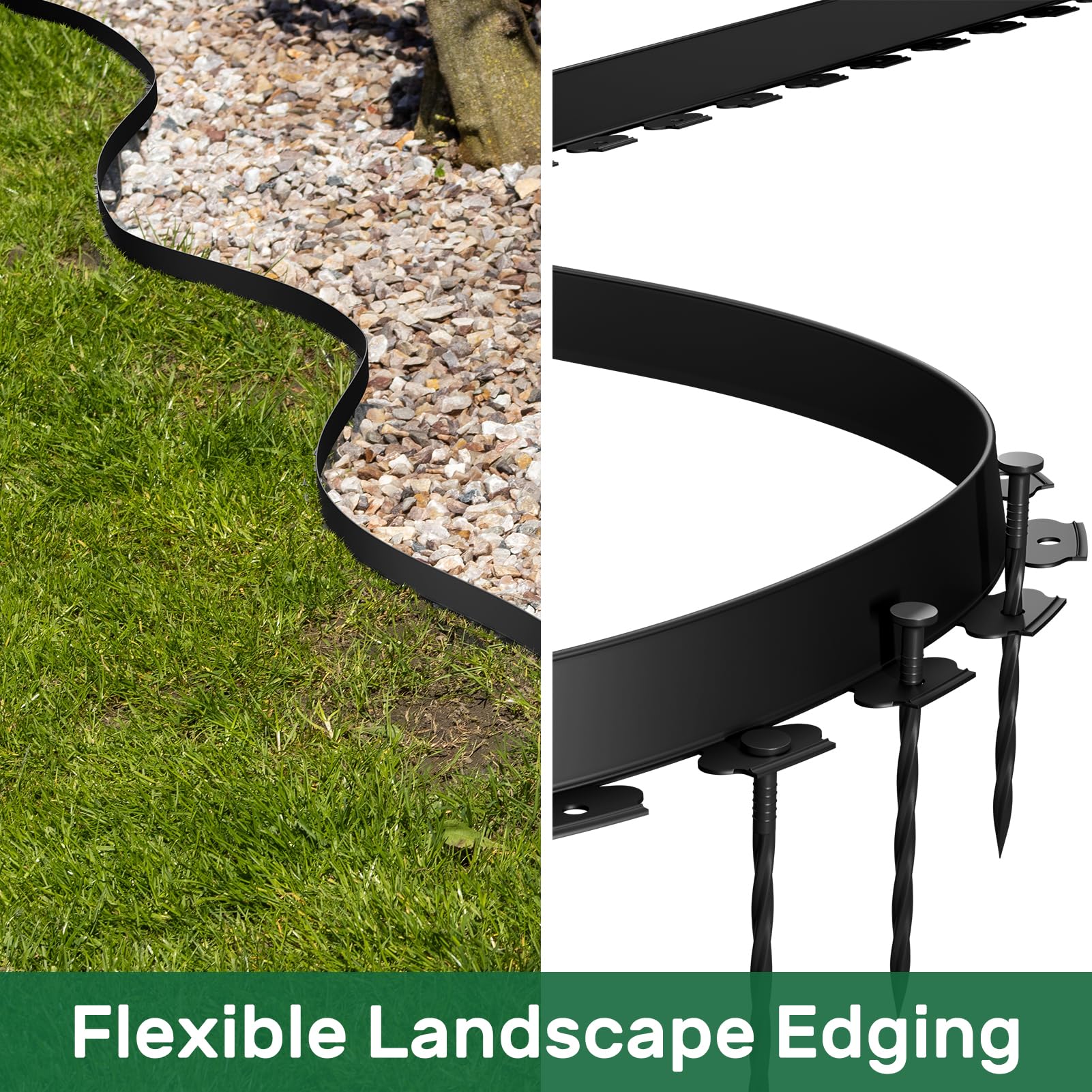 Flexible AGTEK edging adapts to curves for tidy garden edges