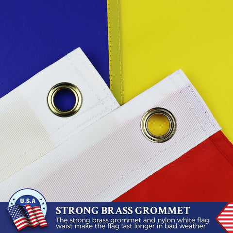 AGUIFLGS Venezuela flag brass grommets provide secure outdoor hanging.