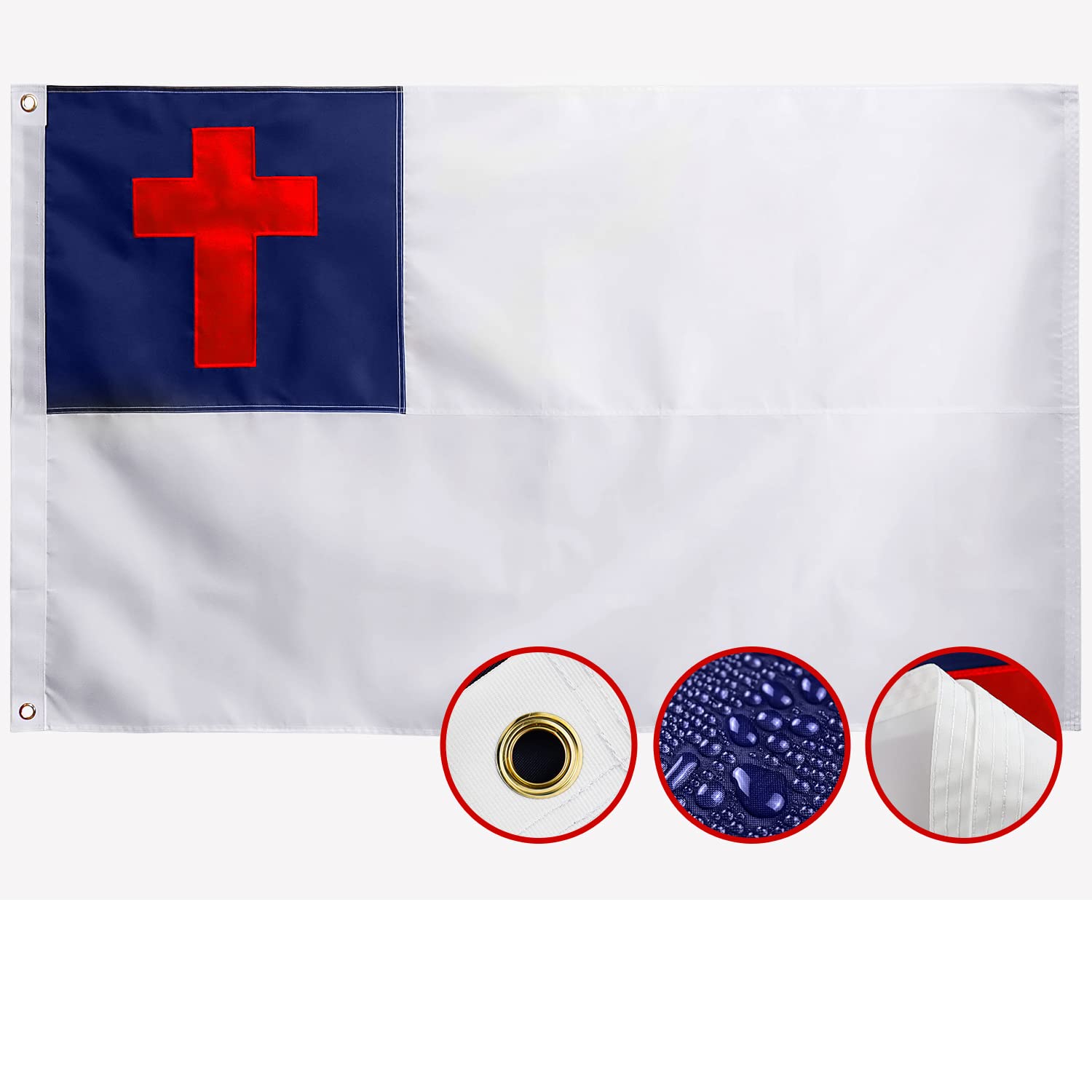 AGUIFLGS Christian flag 3x5 outdoor embroidery for durable exterior display